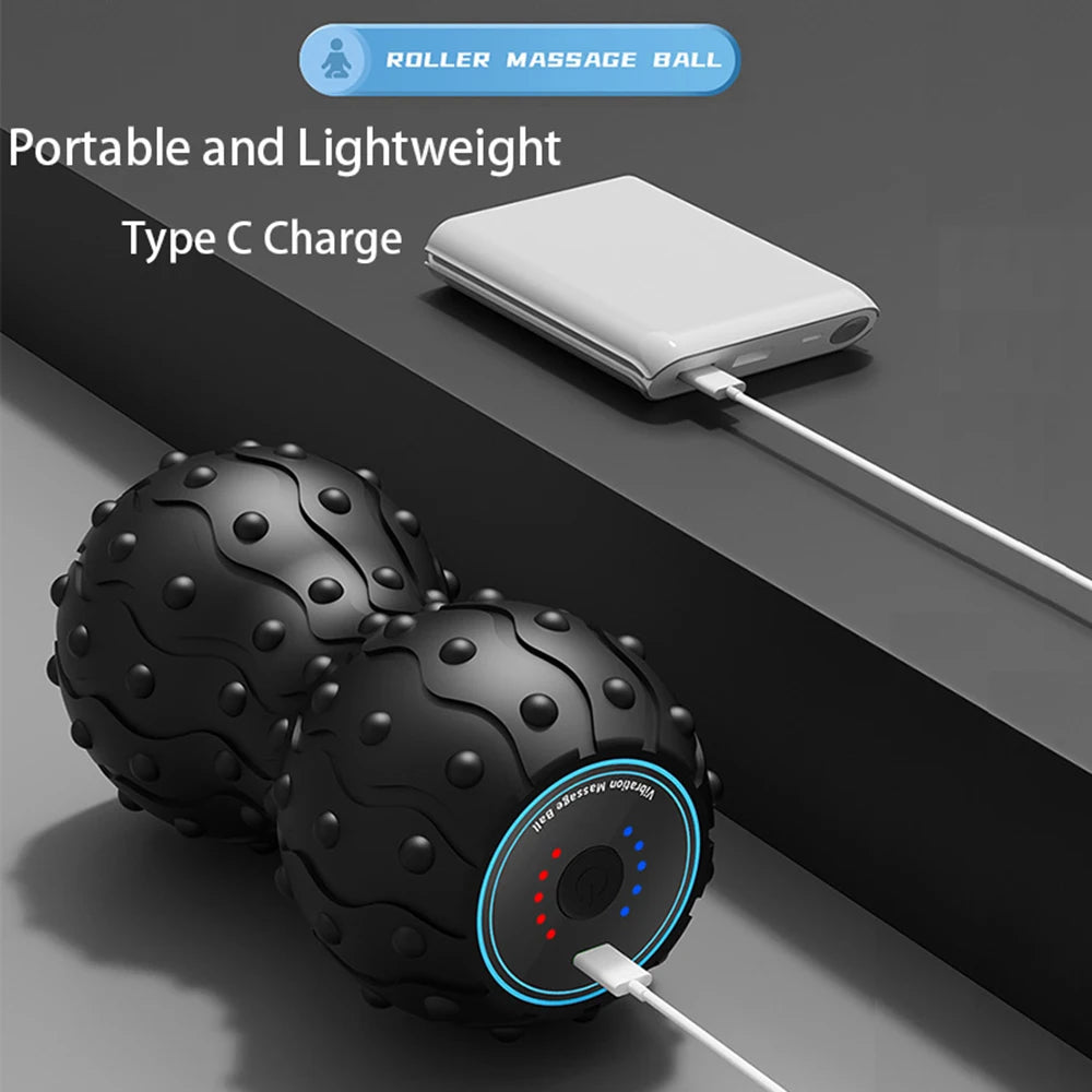 Portable roller massage ball charging via Type C cable, ergonomic design, The Relief Method