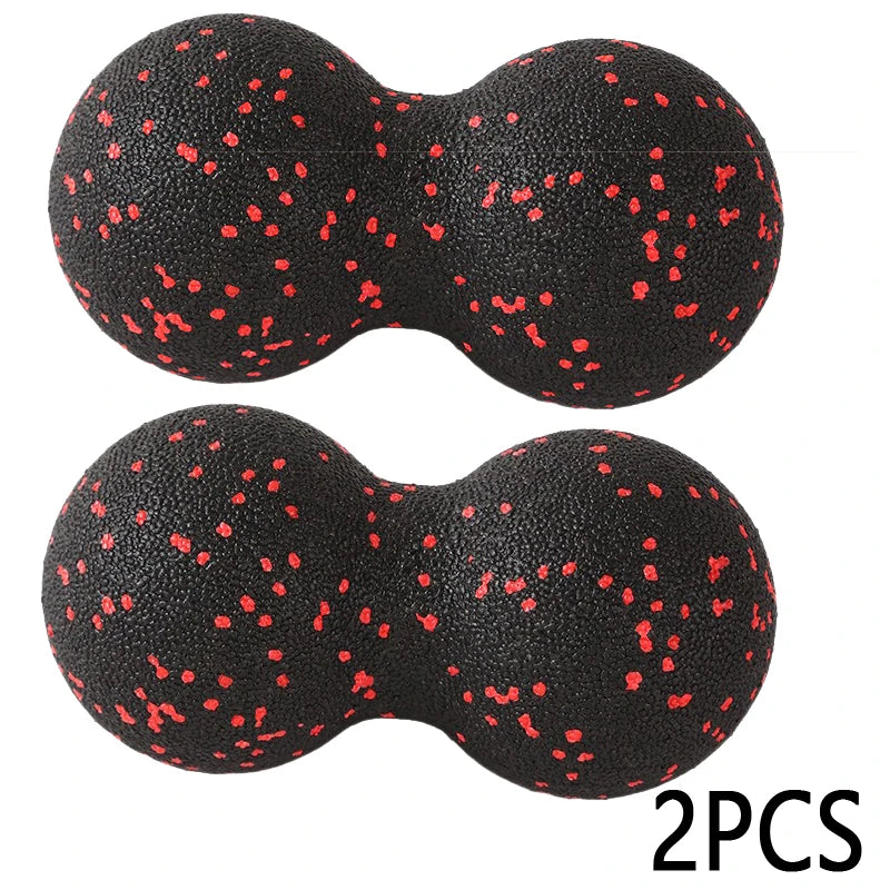 Two black massage peanut balls with red speckles, The Relief Method, 2PCS set