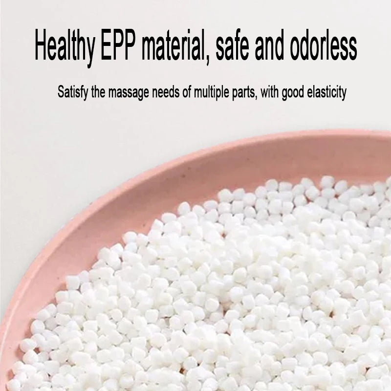 Healthy EPP material white massage beads in pink bowl, safe odorless for The Relief Method